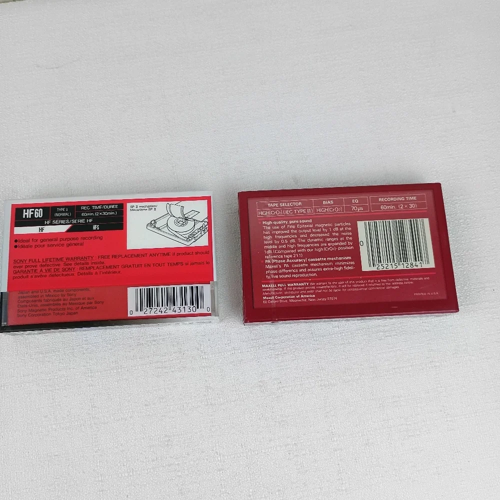MAXELL UDS-II 60 Blank tape audio Sony HF60 Normal Bias type I normal Sealed.